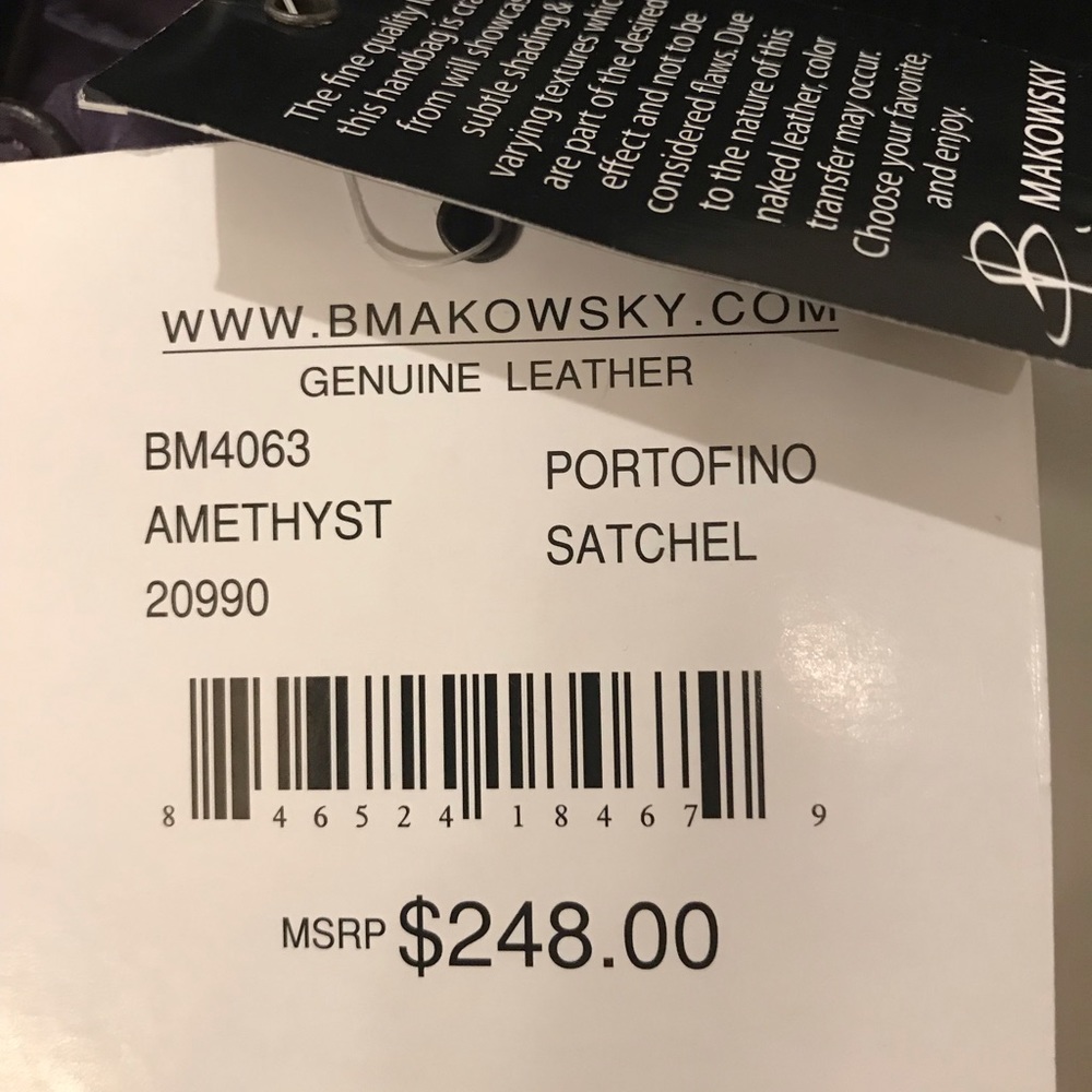 NWT B. MAKOWSKY PORTOFINO SATCHEL - Picture 5 of 8